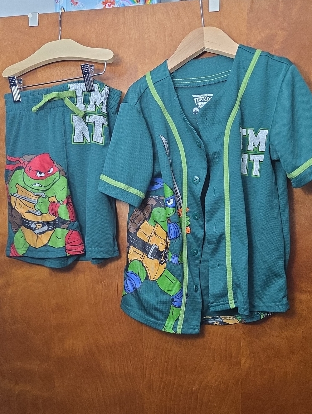 Teenage Mutant Ninja Turtles Green Baseball-Style Kids Top & Shorts Set